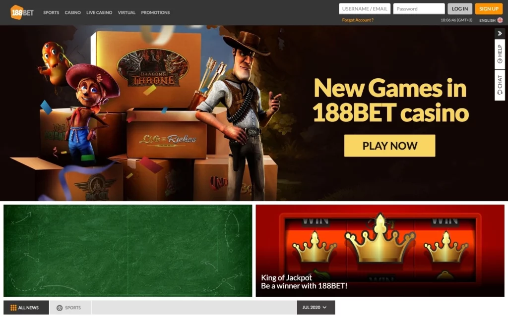 188bet screenshot of homepage